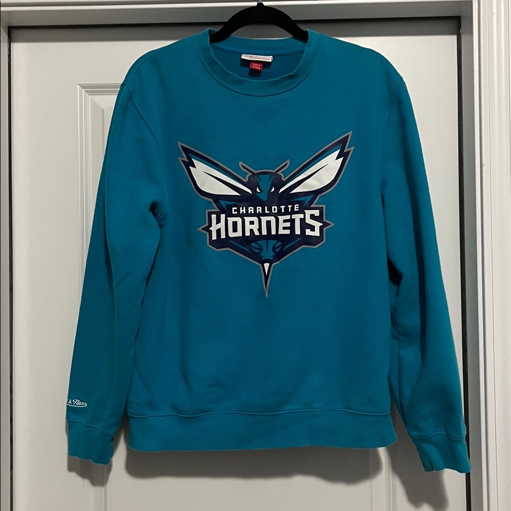 Teal Mitchell and Ness Charlotte Hornets Men's Sweatshirt Medium